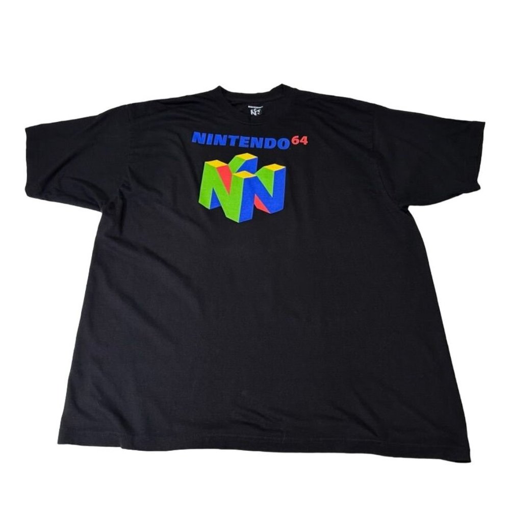 Nintendo N64 T Shirt Graphic Active Tee Black Mens 4XL Classic Logo